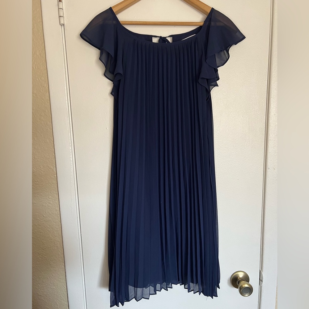 BCBGeneration Pleated Navy Blue Chiffon Dress size S
